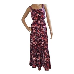 Floral Maxi Dress in Red and Pink